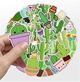 QIPWM 50Pcs Cute Cactus Stickers, Plants Decorative Vinyl Laptop Kids Stickers Pack, Kids Classroom Prizes (Cactus)