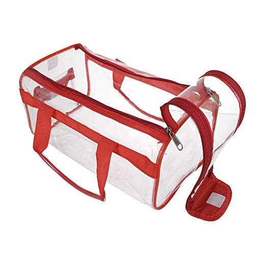 Image of Kuber Industries 2 Pcs PVC Large Transparent Makeup Pouch Bag with Zip Closure | Toiletry Bag | Versatile Cosmetic /Toiletry Pouch for Men and Women | Red