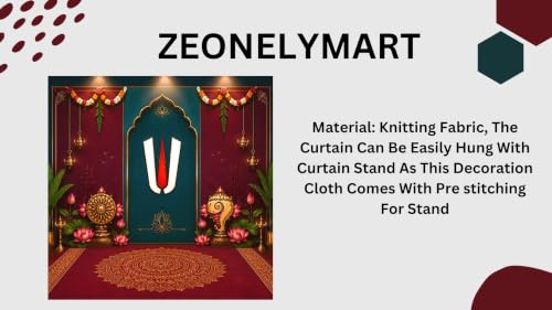 Image of Govinda namalu Backdrop| Tirupati Venkateswara Namam Backdrop with Shanku, Chakra, and Pink Lotuses 8x8 Feet | varamahalakshmi Backdrop