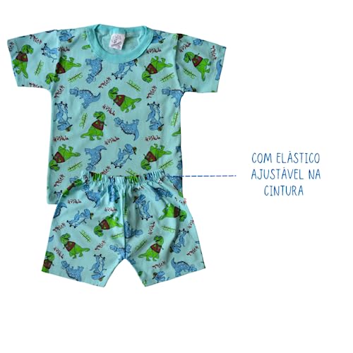 Pijama Infantil Menino de 1 a 14 anos Conjunto Short e Camiseta Bermuda Criança Algodão Verão Calor