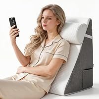 ChaneeHann Keilkissen mit Verstellbarem Neigungswinke,Orthopädischer Bettkeil, Keilkissen für Bett – 3-in-1 Set mit hoch elastischem Schaumstoff, 50x50x26 cm, Baumwollbezug, Grau-Weiß