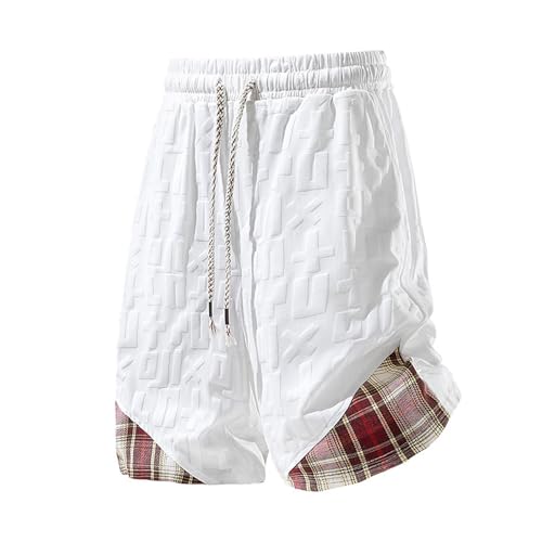 Short d'été pour homme à carreaux ample contre la chaleur du sport