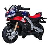 TCARAIWEN 12V Kinder-Elektromotorrad, Elektro-Moped für Kinder, Batteriebetriebenes Motorrad ab 3 Jahren, Blau