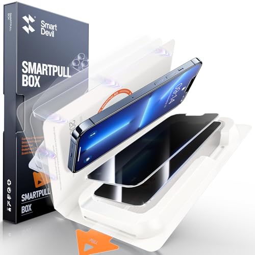 SMARTDEVIL 2 Pack for iPhone 13 Pro Max Privacy Screen Protector, Military Grade Shatterproof, 9H Hardness, Anti-Spy Tempered Glass, Fast & Easy Instlltion, Case Friendly