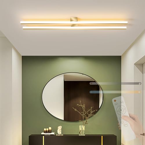Plafonnier LED moderne dimmable doré 48cm avec télécommande pour salon