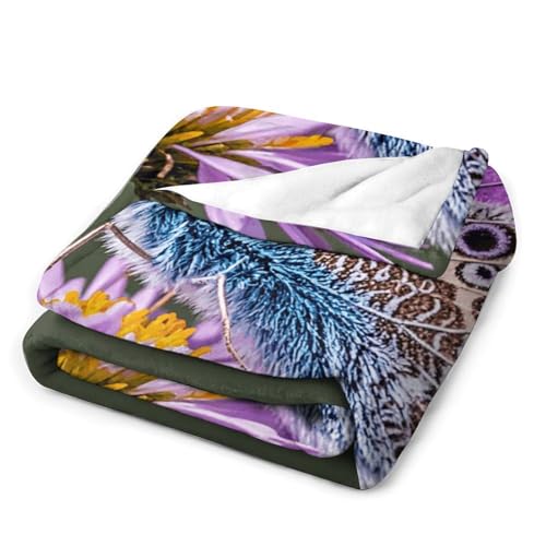 Couverture flanelle papillon violet 100x150 cm plaid canapé doux - 4