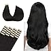 WENNALIFE Tape in Human Hair Extensions, 20pcs 50g Natural Black Remy Hair Extensions 24 inch Silky Straight Human Hair Extensions Skin Weft Tape Hair Extensions