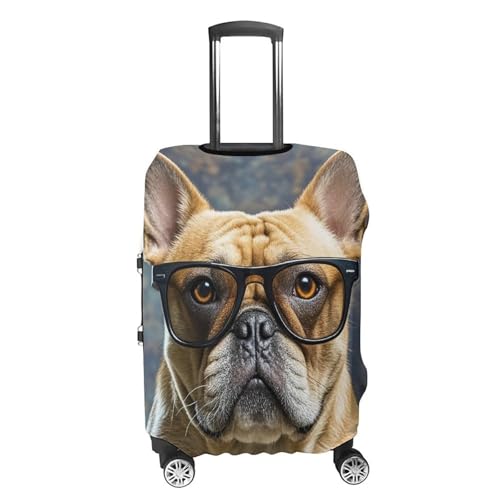 French Bulldog Wearing Sunglasses Printed Luggage Cover Protector, Fits 18-32 Inch Luggage4