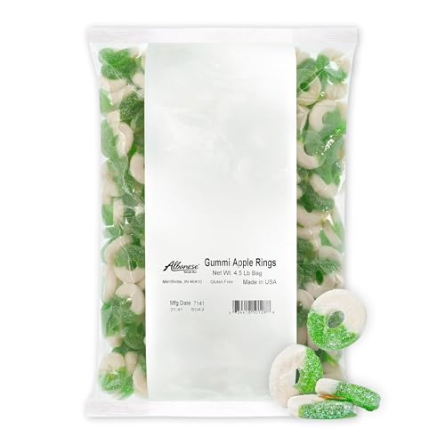 Albanese World's Best Gummi Apple Rings | 4.5lbs of Candy | Gluten Free, Fat Free, Soft and Chewy Gummy Rings | Perfect for Parties, Baking with Kids, and On The Go Snacking