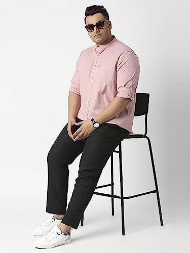 Image of Thomas Scott Mens | Full Sleeve | Solid Plain Color | Regular Fit | Plus Size | 100% Cotton | Mandarin Collar | Casual | Shirt