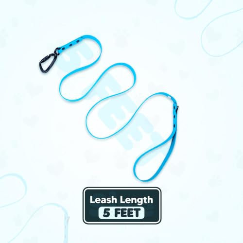 Image of Adil's Biothane Waterproof Dog Collar, Dog Leash & Collar Leash Combo | Heavy Duty TPU Coated Webbing | Adjustable Quick Release Buckle | Odour Resistant (Light Sky, M-18, Leash Only)