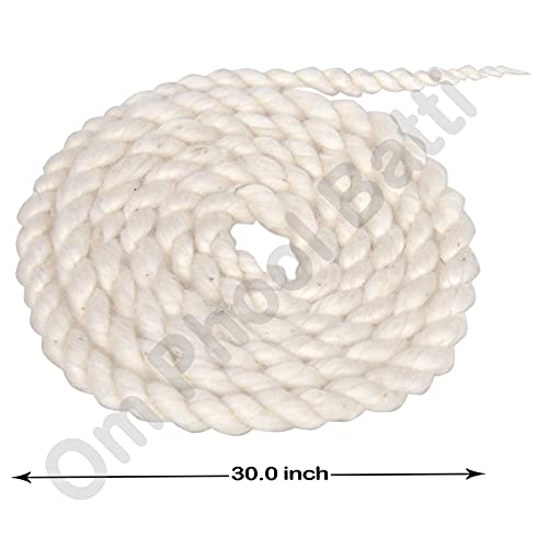 OM PHOOL BATTI Long Cotton Wicks (White) - Pack of 12