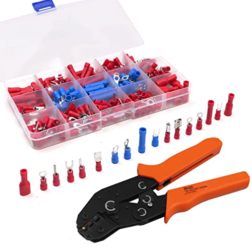 ZONADAH Insulated Terminal Ratchet Wire End Ferrules Crimping Pliers, Electrical Wire Connectors