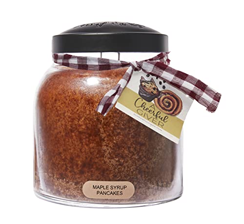 A Cheerful Giver - Maple Syrup Pancakes - 34oz Papa Scented Candle Jar with Lid - Keepers of the Light - 155 Hours of Burn Time Gift for Women Brown
