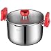 MICHELANGELO 5 Quart Pasta Pot Induction Ready, Stainless Steel Pasta Pot With Strainer Lid & Red Handles, Stainless Steel Dutch Oven Pot, 5 Quart Dutch Oven Pot, 5 qt Stainless Steel Pot