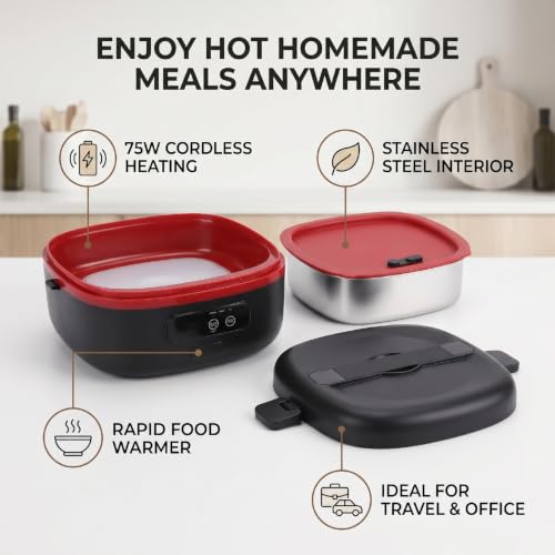 Calentador de alimentos inalámbrico Fockety de 75W con batería de 16000 mAh 4
