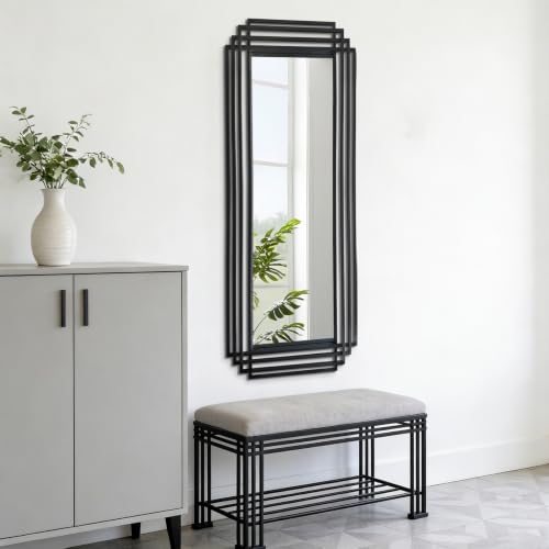 DAOYIJIAJU Miroir décoratif rectangle 63x24 po cadre géométrique