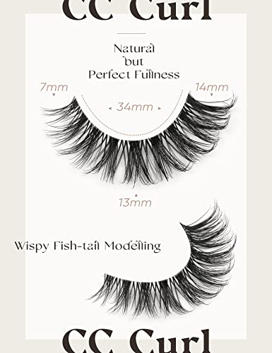 Goddvenus False Eyelashes, Natural Look Wispy CC Curl Russian Eyelashes - Image 3