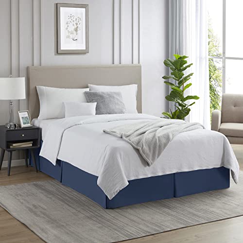 Image of Nestl Navy Blue Full Bed Skirt - Full Size Bed Skirt 14 Inch Drop - Brushed Microfiber Bed Skirts - Hotel Quality Pleated Bed Skirt - Shrinkage & Fade Resistant