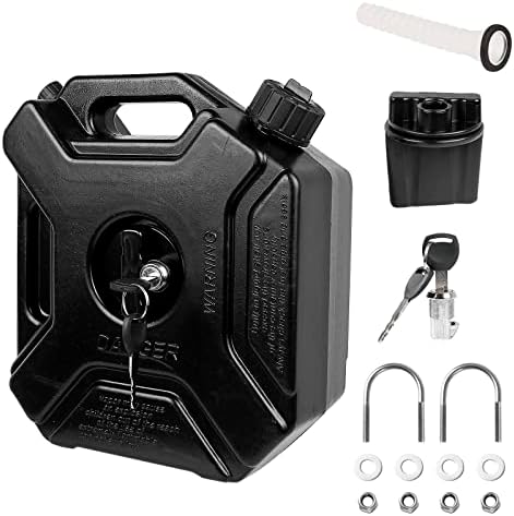 Togarhow 3L/1 Gallon Motorcycle Black Gas Can with Lock & Key, Portable Fuel Oil Petrol Storage Cans Emergency Backup Tank with Mounting Bracket for Car Motorcycle SUV ATV Most Cars Off Road