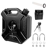 Togarhow 3L/1 Gallon Motorcycle Black Gas Can with Lock & Key, Portable Fuel Oil Petrol Storage Cans