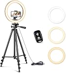 Sensyne 12'' Ring Light with 50'' Extendable Tripod Stand, LED Circle Lights with Phone Holder for Live Stream/Makeup/YouTube Video/TikTok, Compatible with All Phones