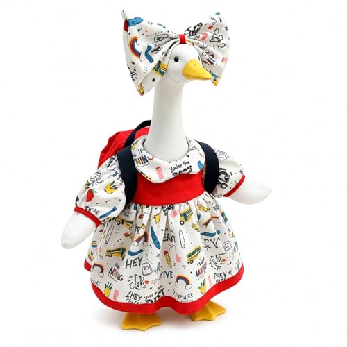 Lumithence Back to School Porch Goose Outfits Student Goose Outfit Fits 23 Cement Plastic Geese Statue Goose Clothes for School Classroom Cement Goose Outdoor Garden Yard Decor