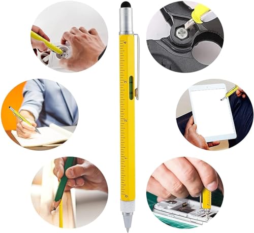 Image of COOFANDY Multi-tool Pen, Construction Tools Office Supplies, Screwdriver Metal Pocket Pen, Touchscreen Stylus /Ballpoint Pen /Bubble Level /Ruler /Phillips Flathead Bit, Mechanic Tools for Men