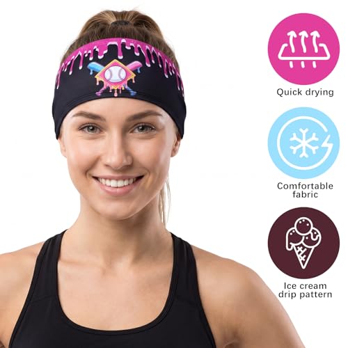 Image of Suncalla Teenager Baseball Headband Elastic Polyester Sweatband Multi Color for Basketball Football Golf Headscarf Baseball Stuff Women Men Accessory Team Gift