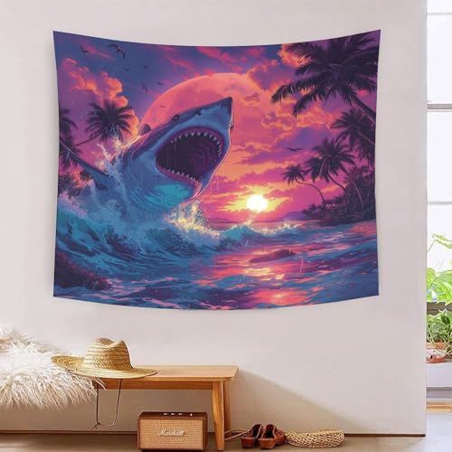 Tapisserie requin 3D tenture murale tissu grand format 180x230