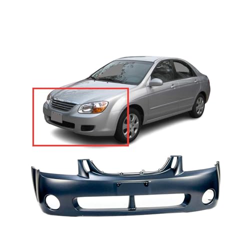 Image of FitParts Compatible with Kia Spectra, Spectra5 2004-2006 Front Bumper Cover | Primed, With Fog Light Holes, Sedan, Ready to Paint, OEM 865112F000, KI1000127