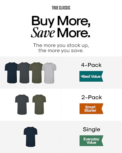 Image of True Classic Mens T-Shirts - Curved Hem or Pocket Tee, Mens Drop Cut Lounge /Sleep or Heavyweight Tshirt