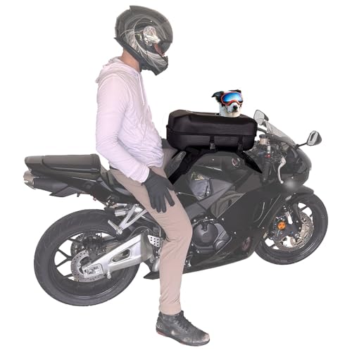 TankMate a Universal Gas Tank Mounted Motorcycle Dog Carrier for Small to Medium Size Dogs scratchless Non-Slip Design Waterproof Exterior Velvet Lined Interior Safe pet Transport