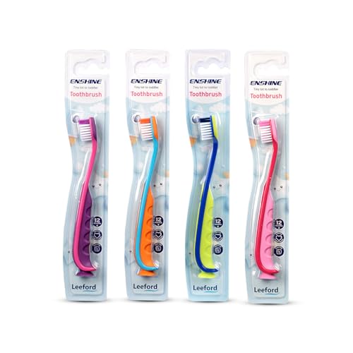 Image of Enshine Kids Toothbrush - Gentle Oral Care for Toddlers with Soft Bristles, Easy Grip, and Protective Cap (12+Months) (4 Toothbrushes)