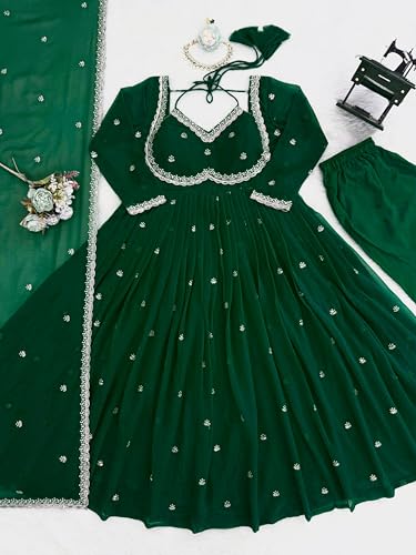 Image of Beautiful Embroidered Anarkali Gown for Women ||Festive Outfit with Intricate Detailing