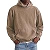 Mens Vintage Acid Washed Hoodies Pullove Trendy Distressed Athletic Sweatshirt Fall Classic Cotton Pullover Top (Brick red,3XL) #2