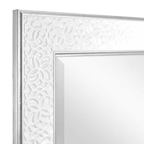 Image of MCS Nordic Blossom Large Wall Mirror, Modern Rectangle Mirror Home Decor for Living Room, Bedroom, or Bathroom, 29 by 41 Inch, White