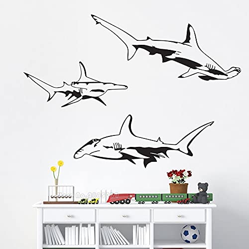 Stickers muraux requin pour chambre d'enfant et salon décor ocean en vinyle 131x101cm