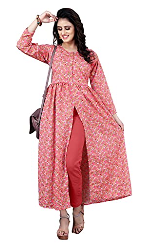Image of H.E HAMZA ENTERPRISER Printed Crepe Material Brown Western Dress For Women