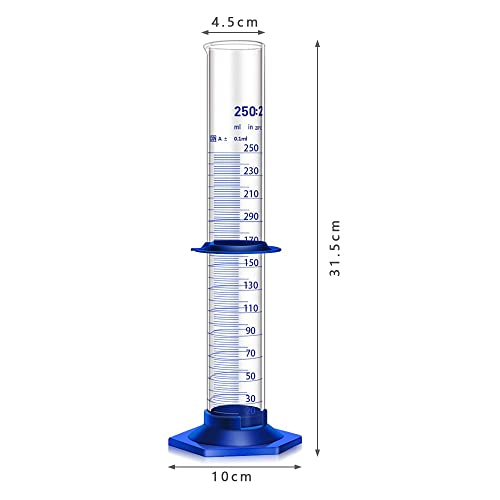 2PCS Graduated Cylinder Measuring Cylinder Thick Glass Lab Cylinders (250ML) - Thumbnail 2