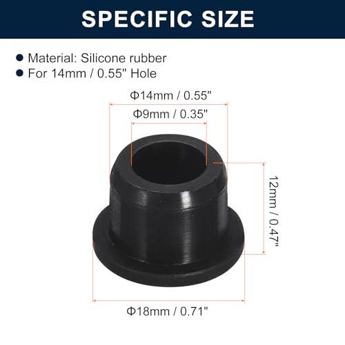 Image of uxcell 5 Pcs Black Plug Holes, Waterproof Rubber Button Plug for 14mm / 0.55 inch Hole