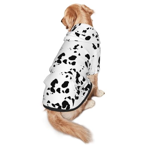 Hundekostüm mit Dalmatiner-Aufdruck, niedlicher Tier-Gepunkteter Hunde-Druck, Winterkleidung, Pullover, Halloween, Rollenspiel-Kostüm mit Tasche, Haustier-Winter-Kapuzenpullover, Größe L