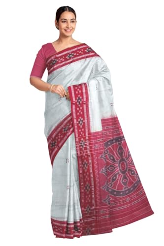 Image of COTTONSILK & KHANDUAPATA Odisha Sambalpuri Handloom Ikat Women Cotton Saree, Odisha Handloom Handmade Pure Cotton Khandua Saree, Ikkat Orissa Traditional Handloom Saree Without Blouse 430