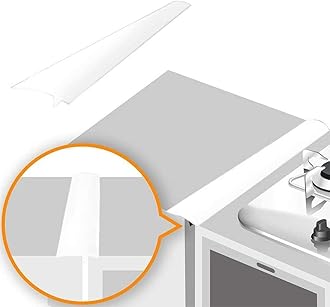Linda's Essentials Heat-Resistant and Easy Clean Silicone Kitchen Stove Counter Cover/Gap Filler for Seals Spills Between Counters, Stovetops, Washing Machines, Oven, Washer, Dryer (White) - Pack of 2