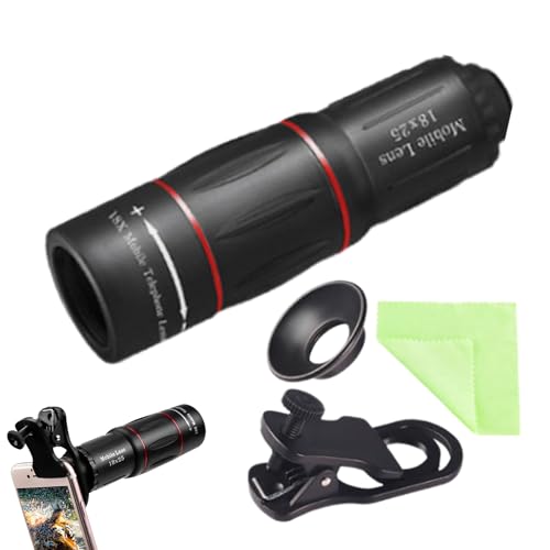 スマートフォン用単眼望遠鏡、18x25 単眼望遠鏡 ユニバーサル望遠 携帯電話カメラ 外付けレンズ HD 屋外望遠鏡 高精細単眼望遠鏡,スマートフォン用単眼望遠鏡18X25 単眼望遠鏡 | バードウォッチング、狩猟、ハイキング、キャンプ用の高精細光学系