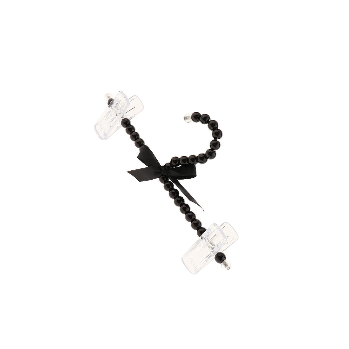 PIXZCSA Imitation Bead Hangers Wedding Hangers With Hanger Pearl Durable Pearl Lightweight And Imitation Bead Bow Hook, Black, 24cm