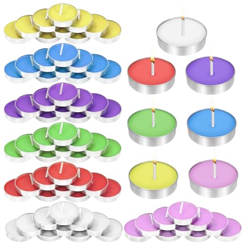 Rustark 70 Stück Bunte Mini Teelichter Kerzen Set ohne Duft Kerzen...