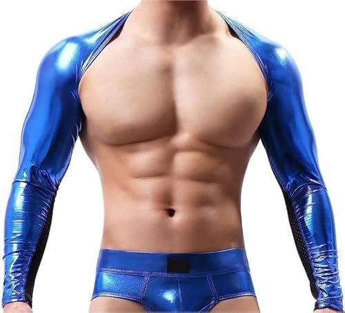 Ropa de club para hombre con camiseta sin mangas metálica y shorts brillantes