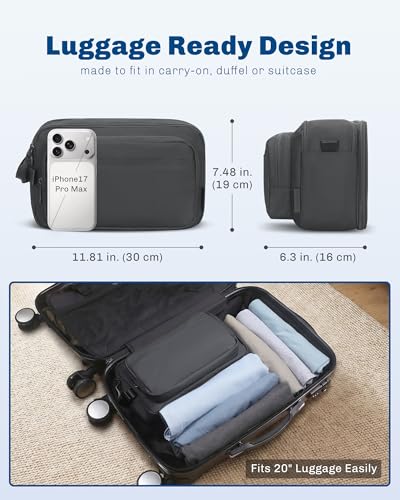 Image of Hynes Eagle Toiletry Bag for Men,Large Travel Shaving Dopp Kit,Grey