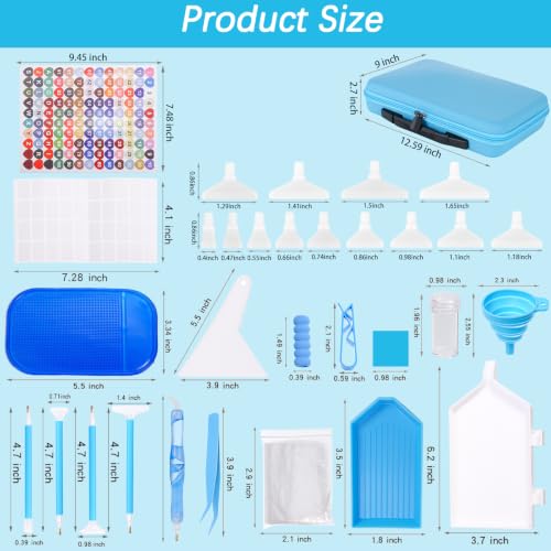 Image of Diamond Art Storage Containers 60 Slots Diamond Painting Accessories and Tools Portable Bead Organizer Boxes for Adults(Macaron - Blue)